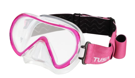 TUSA Ino Mask – Premium Single Lens Scuba Diving Mask with 3D SYNQ Technology Fabric Strap Bougainvillea Pink